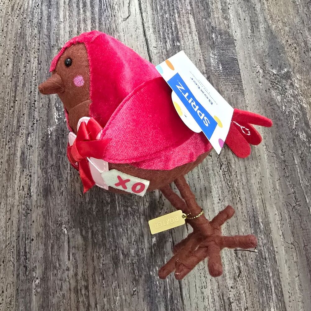 Spritz Valentine's Day Bird Plush Stuffed Animal Red Brown White XO Heart 2020